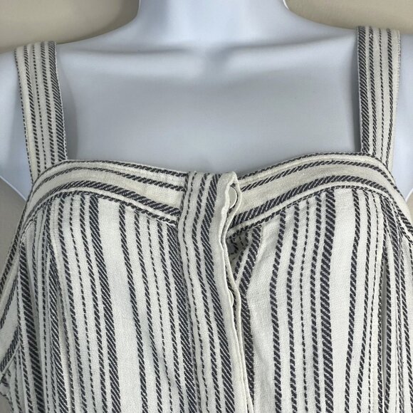 Womens Linen Blend Striped Sundress Dress Small Black Ivory Vacation Swiftie Tra - Picture 3 of 12